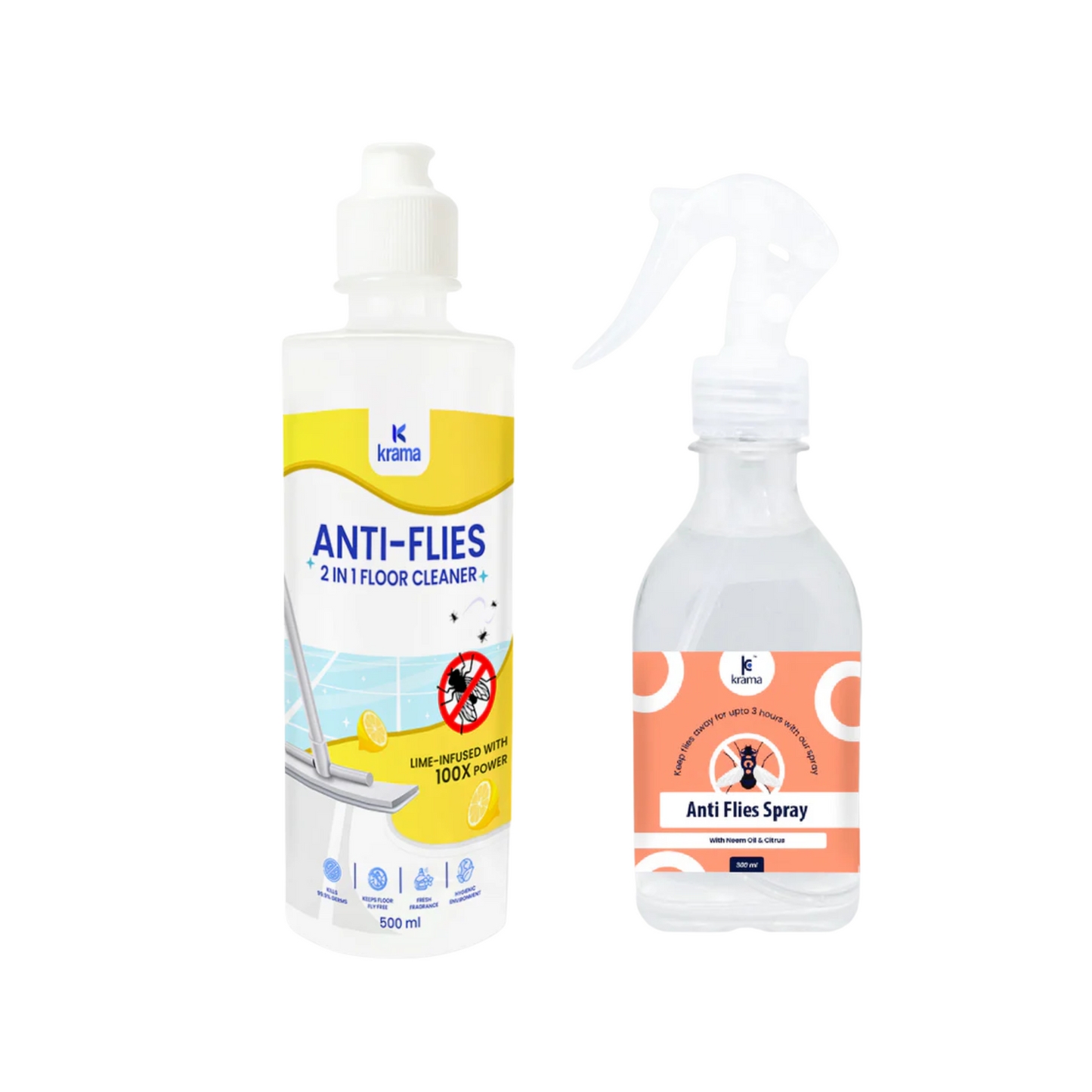 Anti-Fly Spray + Anti-Flies Floor Cleaner– Safe for Kids & Pets, Keeps Flies Away (500 ML)