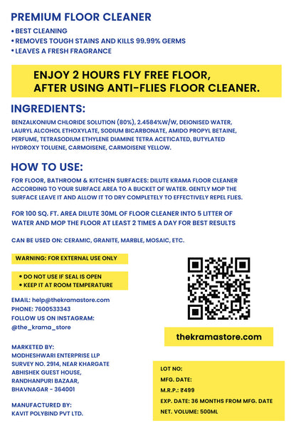 Anti-Flies Floor Cleaner– Safe for Kids & Pets, Keeps Flies Away | 500 ML