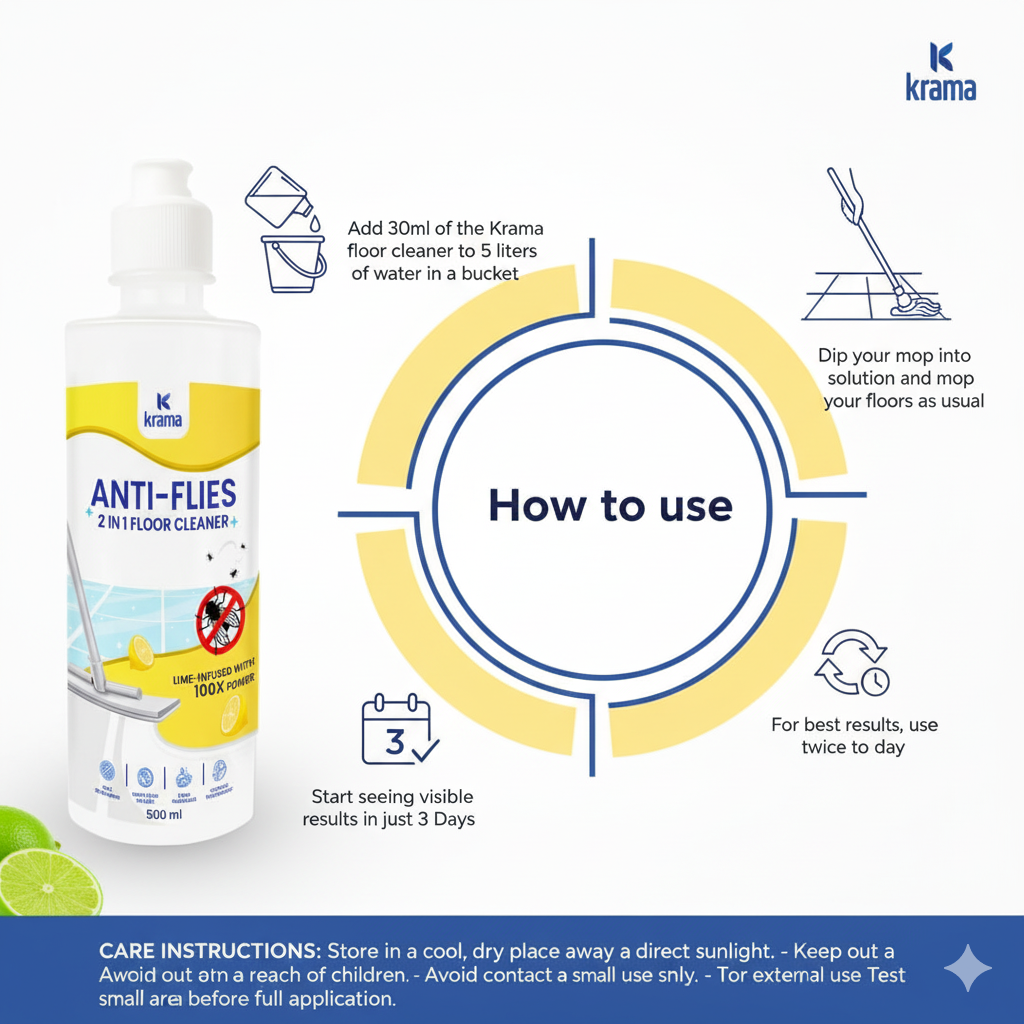 Anti-Flies Floor Cleaner– Safe for Kids & Pets, Keeps Flies Away (500 ML) |  1000 ML