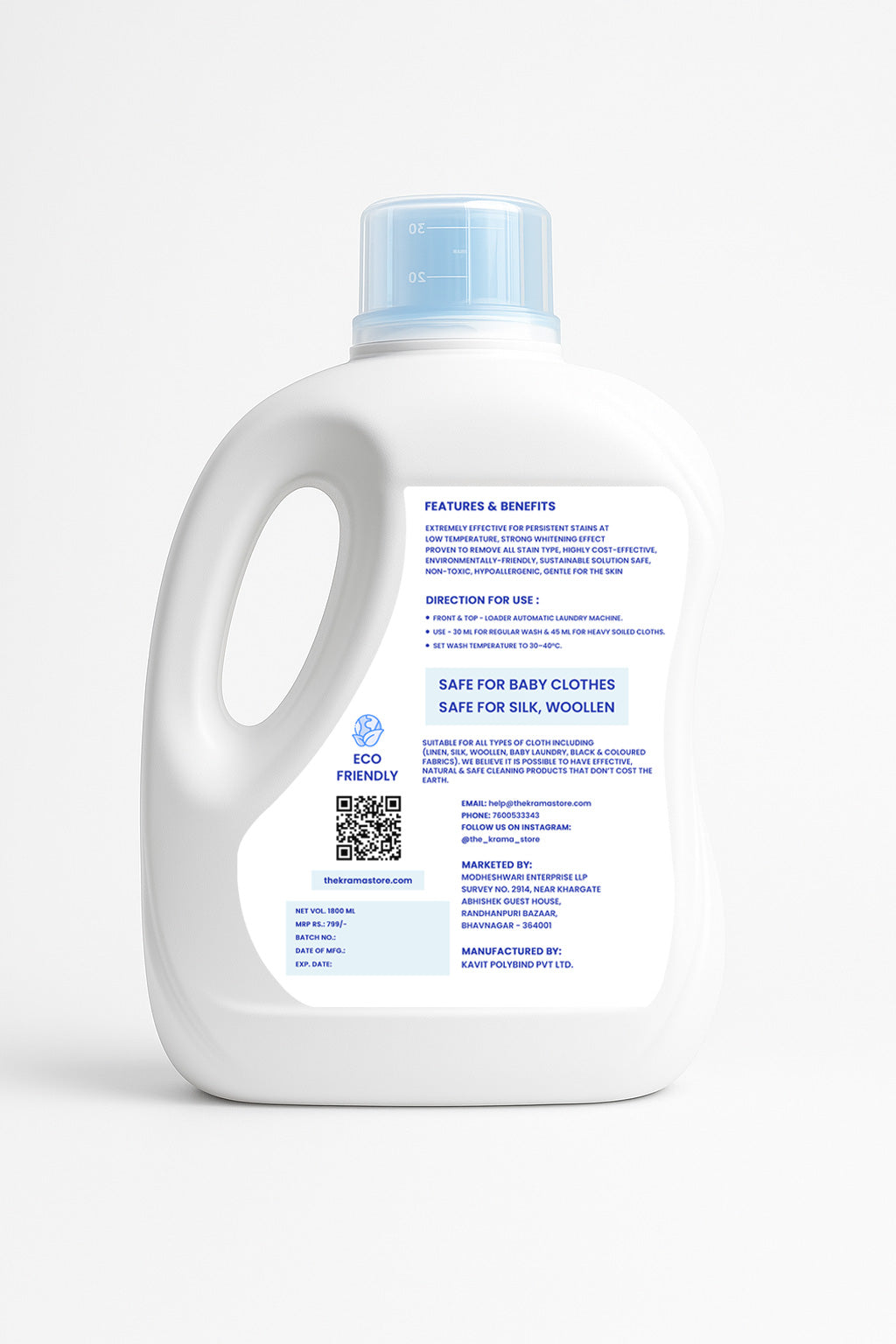 Natural Laundry Detergent Liquid (1 Litre) | 3 Bottles