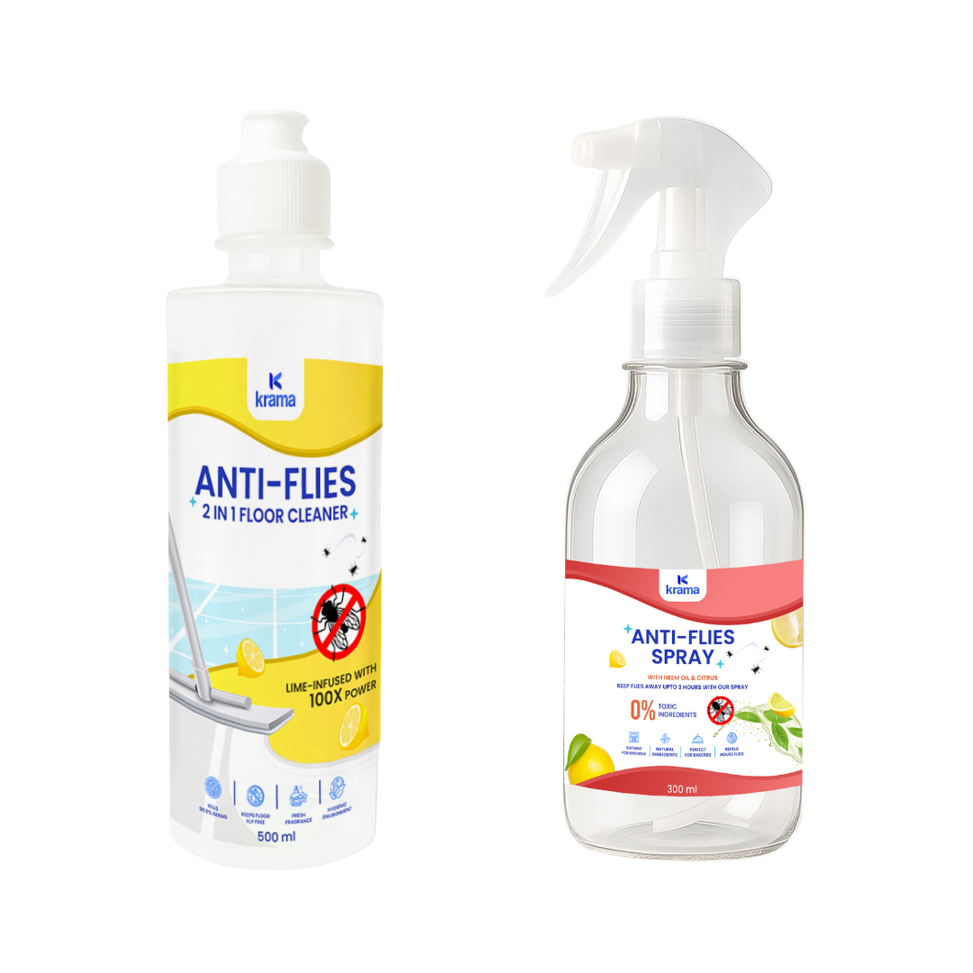 Anti-Fly Spray + Anti-Flies Floor Cleaner– Safe for Kids & Pets, Keeps Flies Away (500 ML)