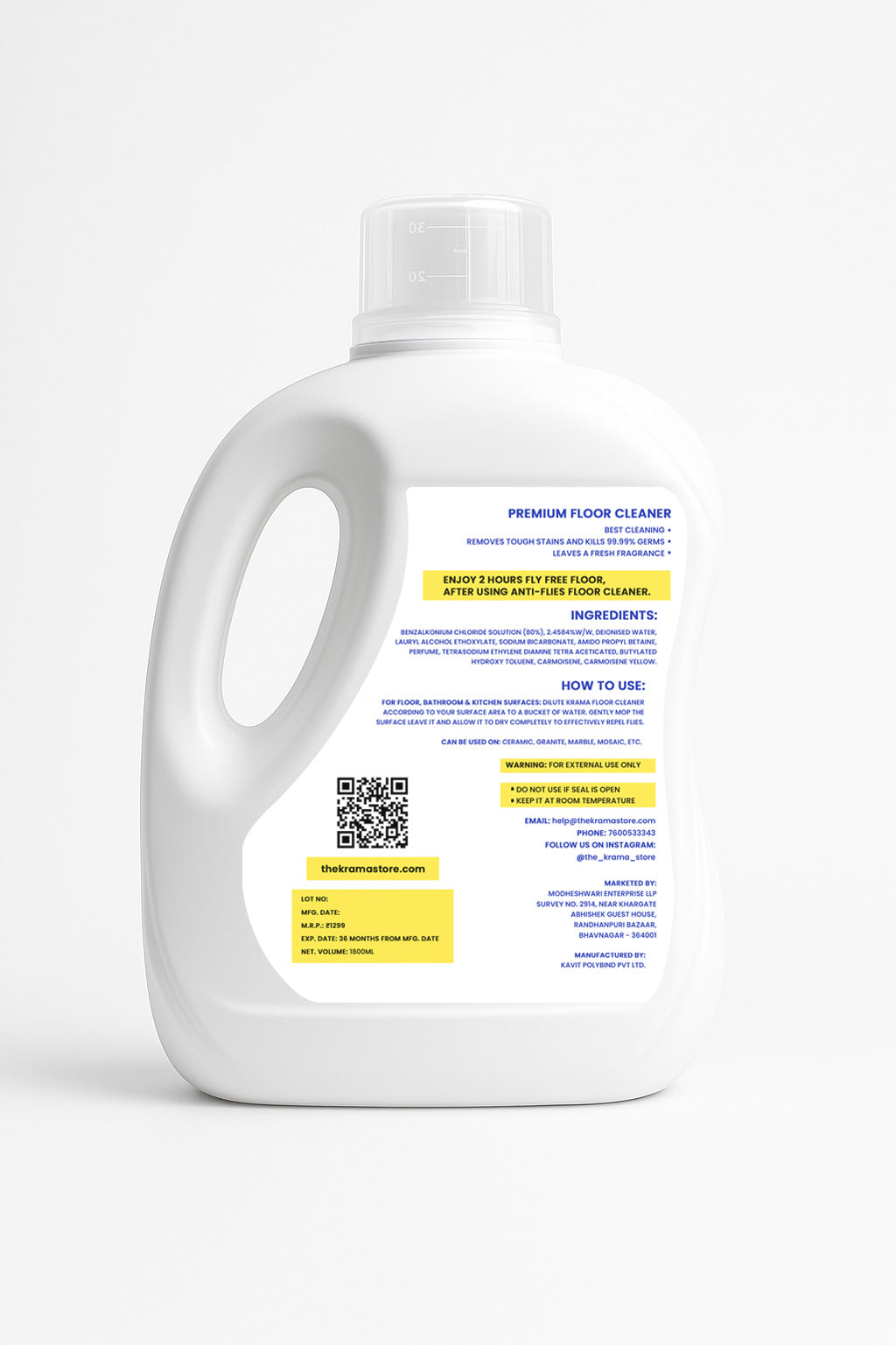 Anti-Flies Floor Cleaner– Safe for Kids & Pets, Keeps Flies Away | 1800 ML