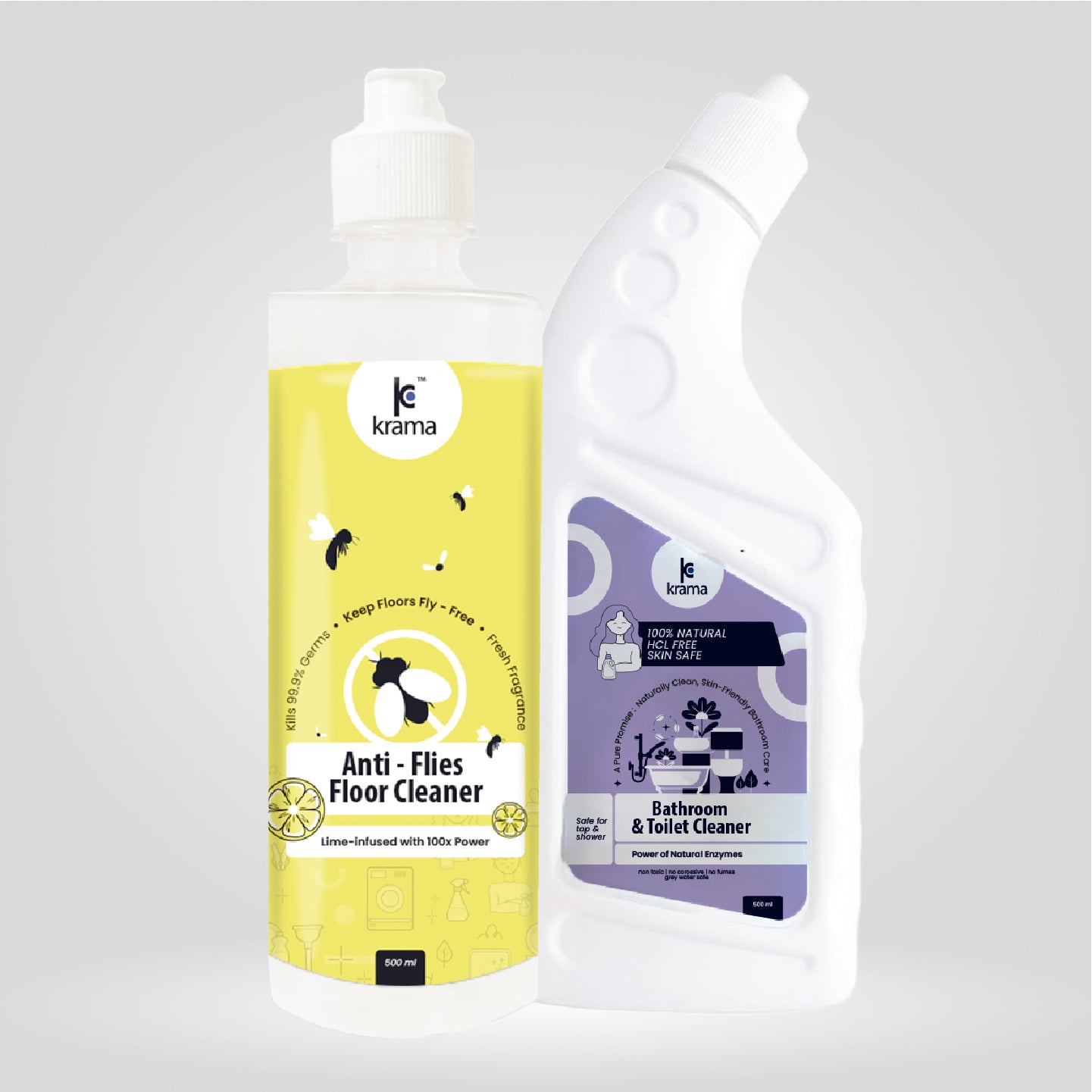 Toilet and Bathroom cleaner 500ml + Anti flies Floor cleaner 500ml